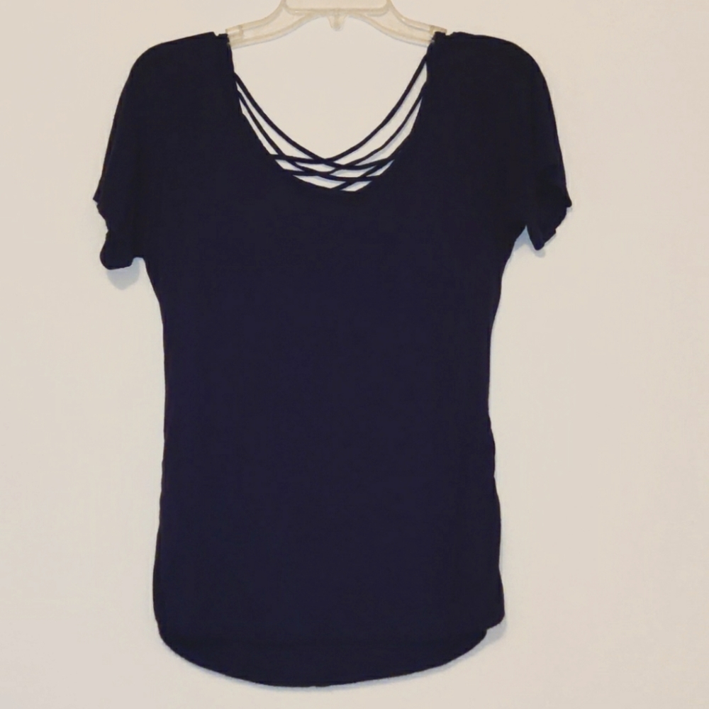 Short sleeve navy blue dress shirt